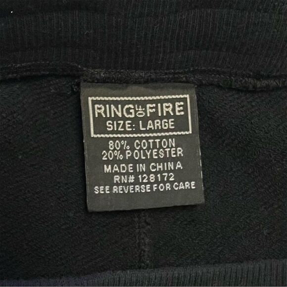 RING of FIRE Unisex Black Joggers Sweatpants Size Large Casual Elastic Waistband - Picture 11 of 12